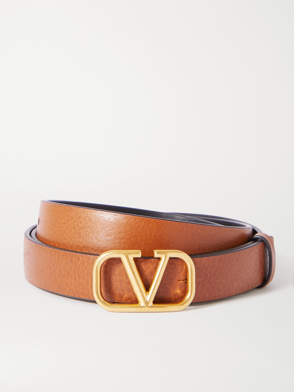 Valentino Garavani Reversible Leather Belt In Brown