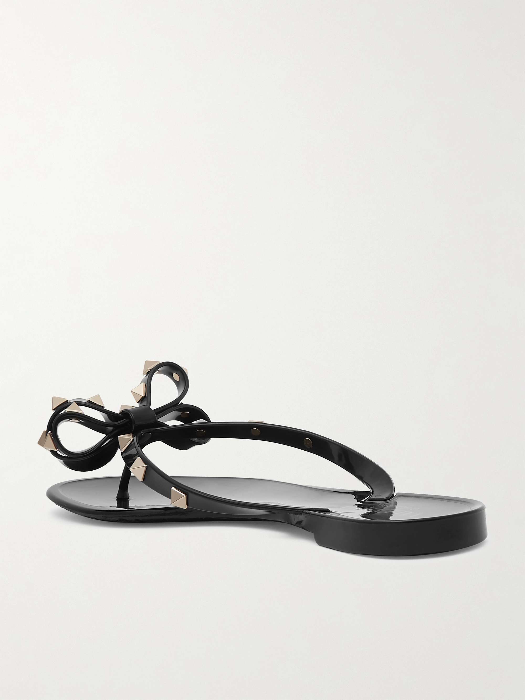 Black Valentino Garavani The Rockstud rubber flip flops | VALENTINO ...