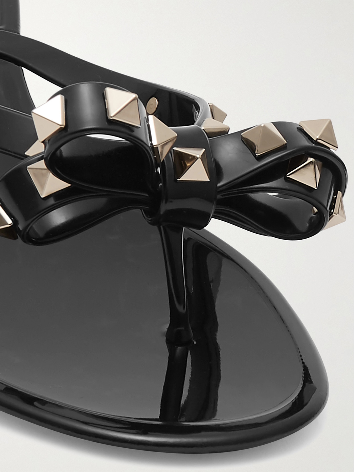 Valentino Heel Sandals With Bow Accent And Studded Embellishments In Black