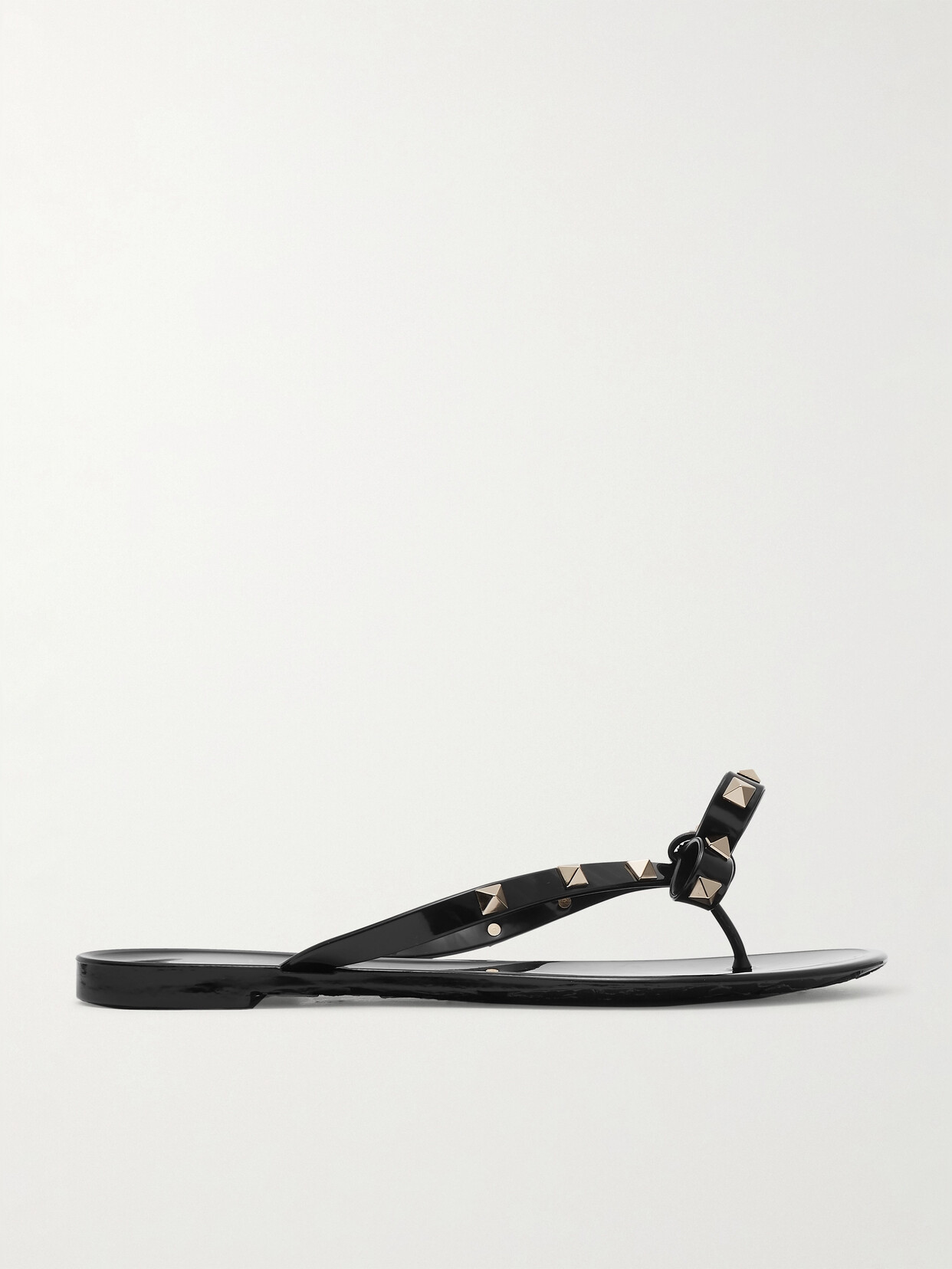 Shop Valentino The Rockstud Rubber Flip Flops In Black