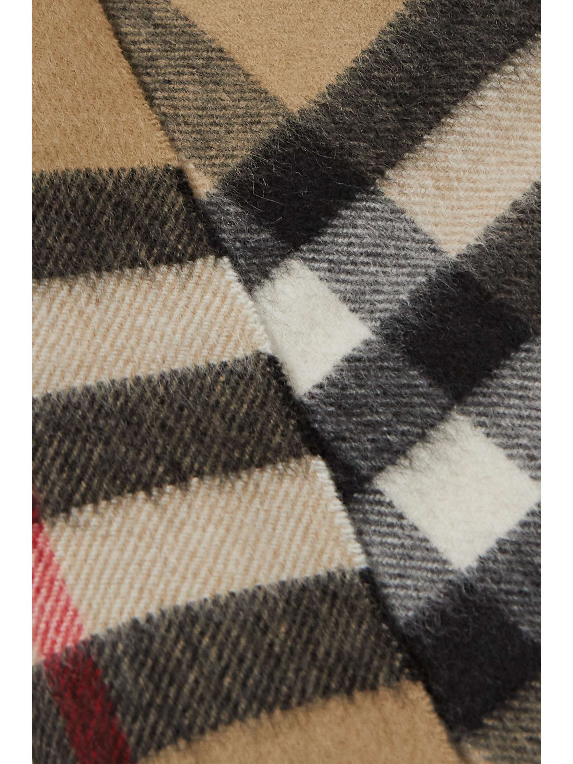 BURBERRY + NET SUSTAIN fringed checked cashmere scarf
